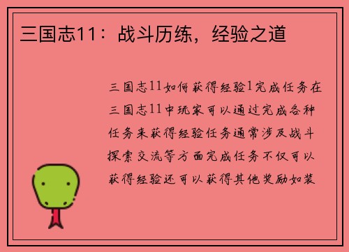 三国志11：战斗历练，经验之道